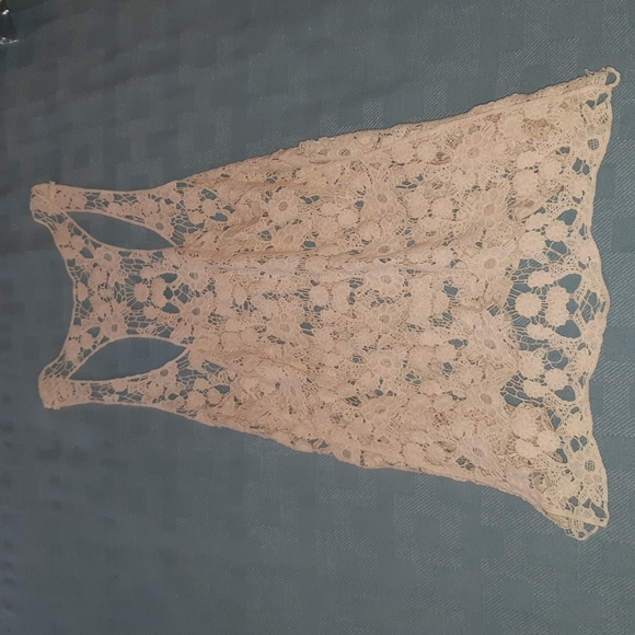 Knit Crochet Floral Lagen Look Boho Top Approx. Size Med - Picture 2 of 6